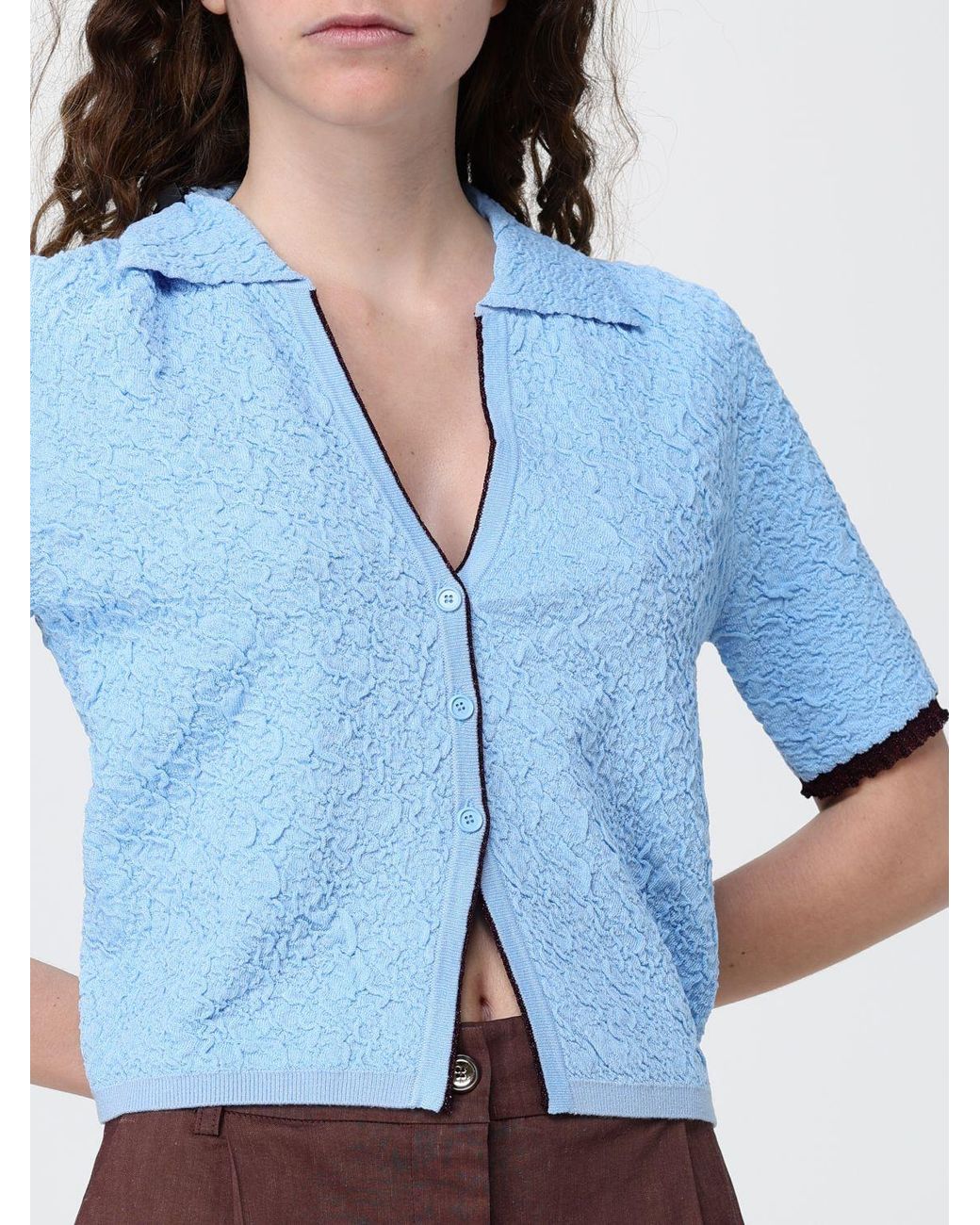 Pinko Blue Collared Textured Shirt