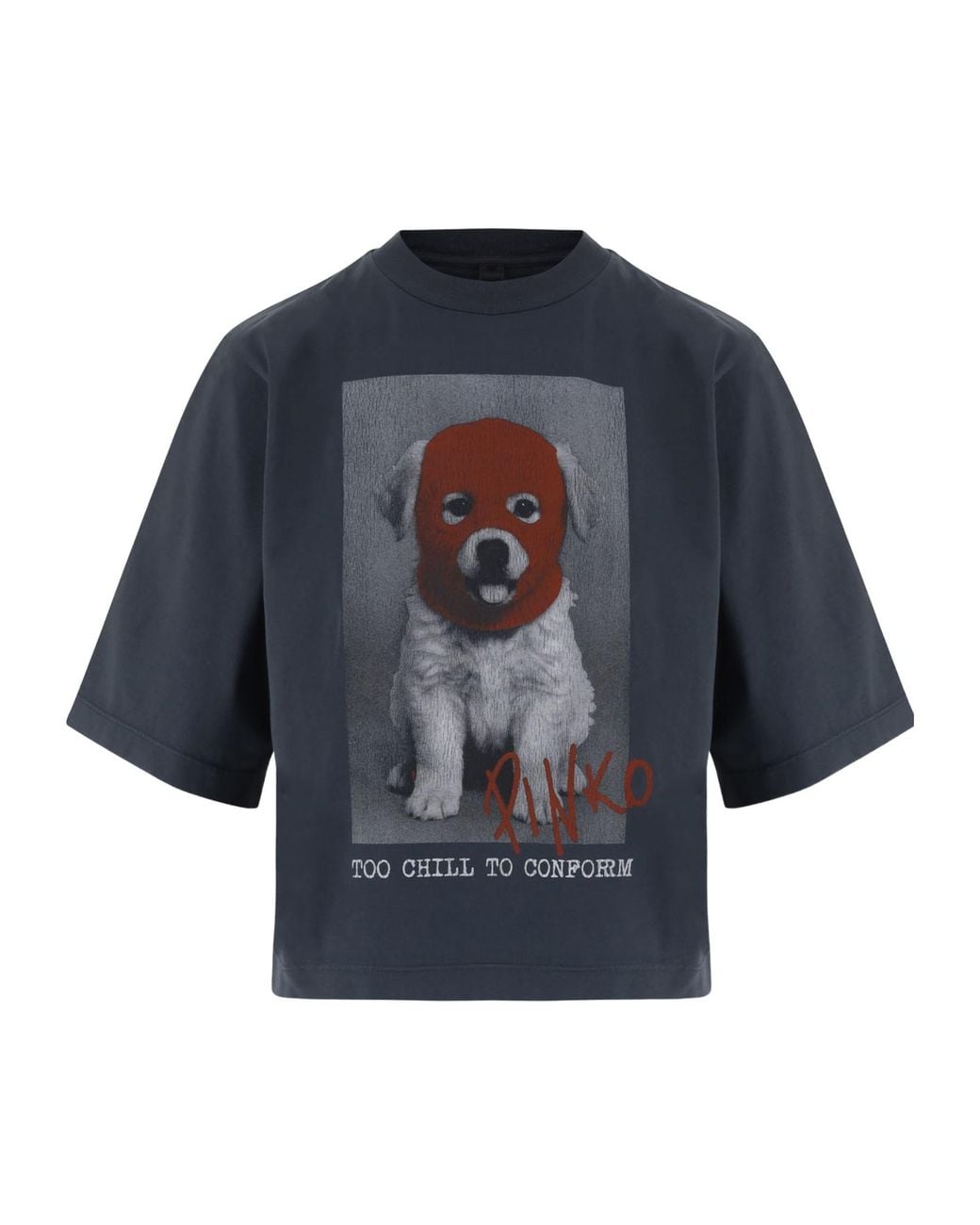 Pinko Blue Graphic Dog Print T-Shirt