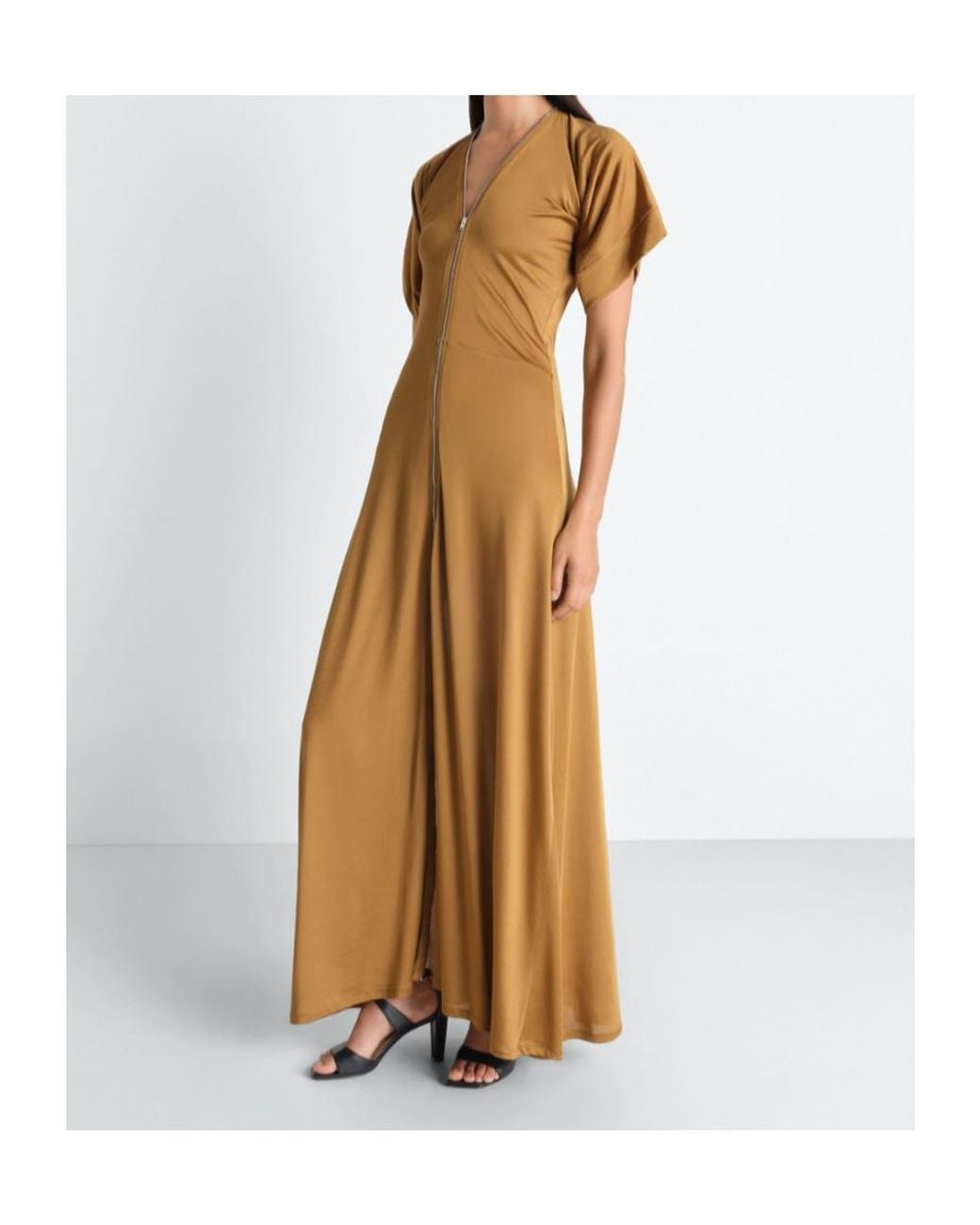 Lemaire Metallic V-Neck Zipped Dress