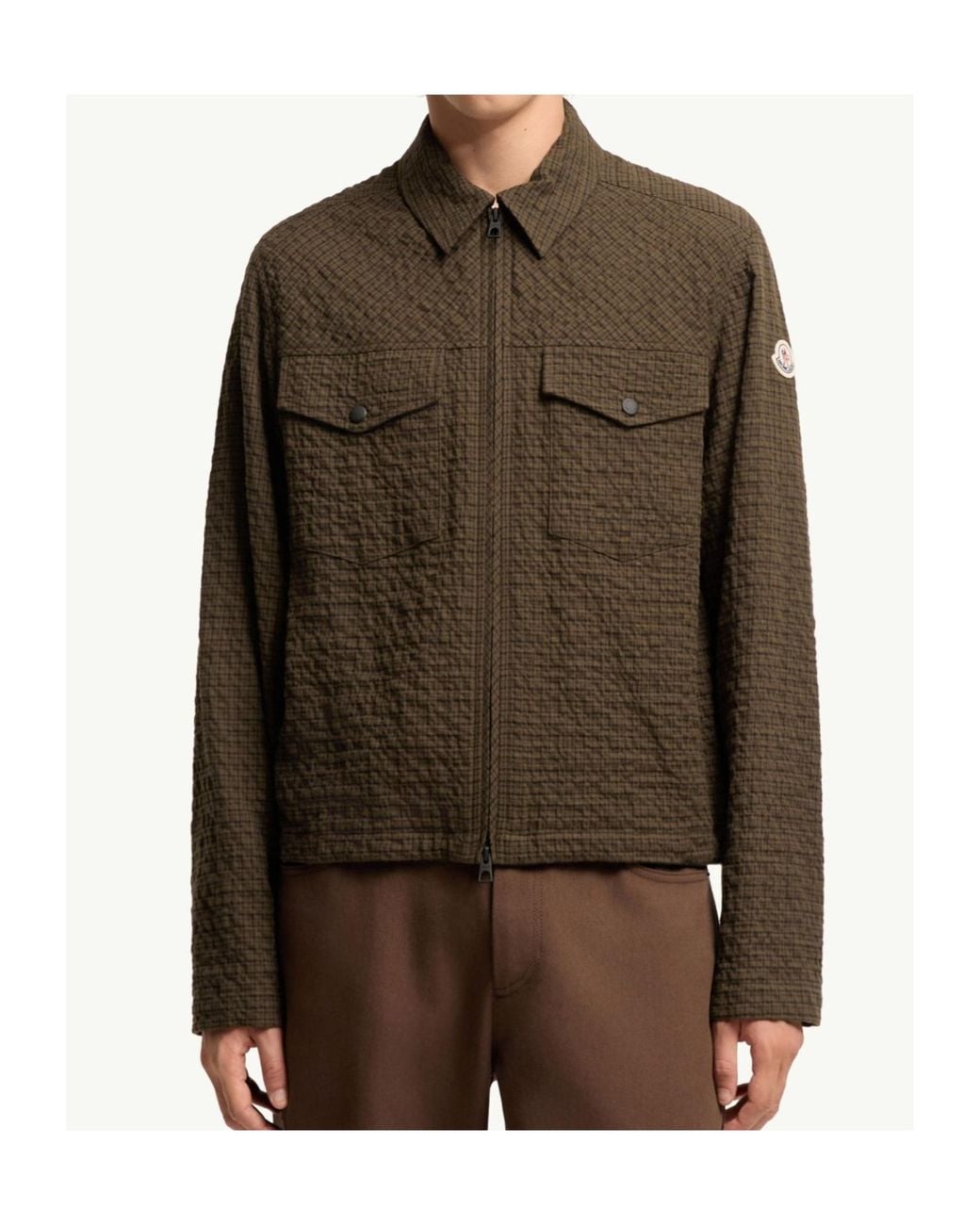 Moncler Green Micro Madras Flannel Shirt Jacket for men