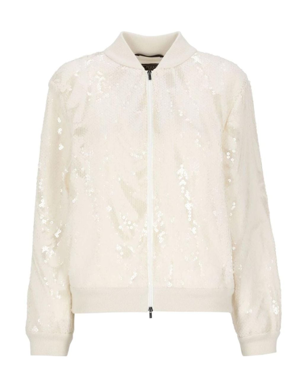 Peserico White Aurea Sequinned Bomber Jacket