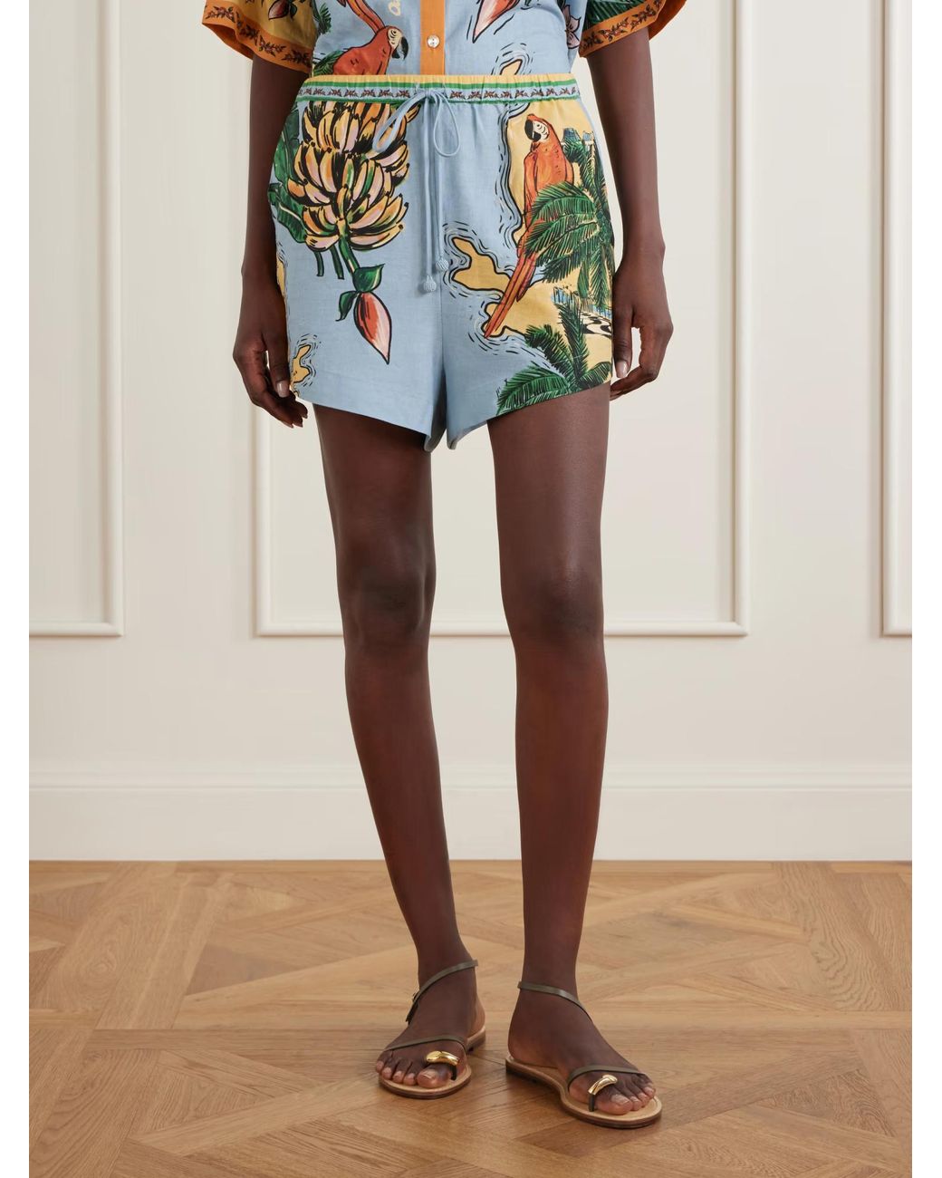 Farm Rio Blue Drawstring Shorts
