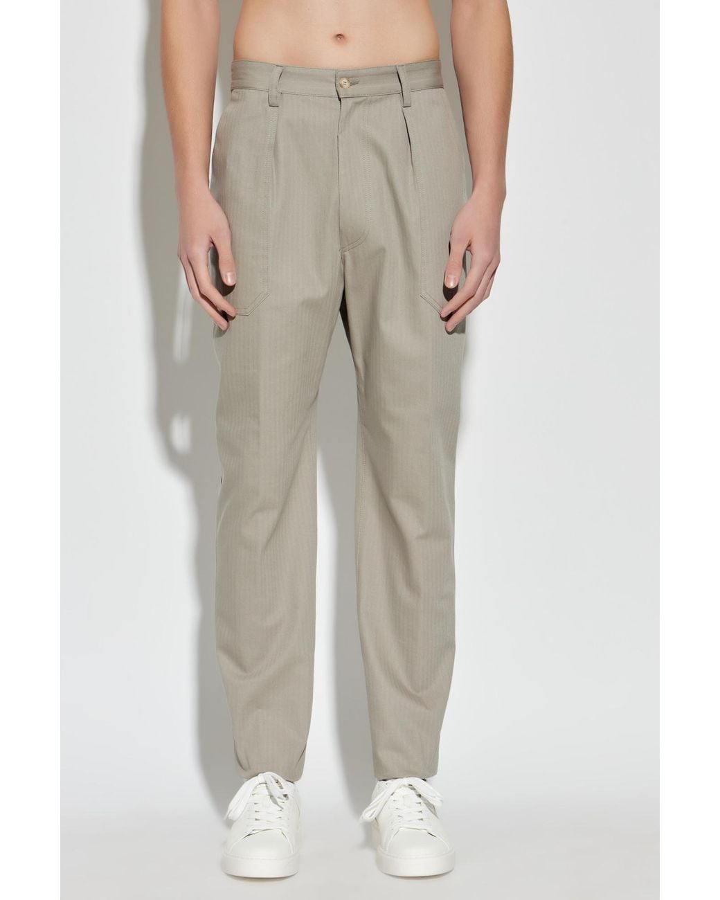 Eleventy Gray Striped Straight-Leg Pants for men