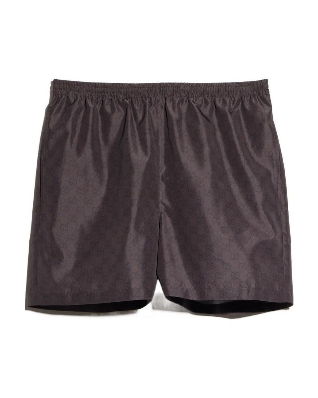 Gucci Gray Printed Poplin Swim Shorts for men