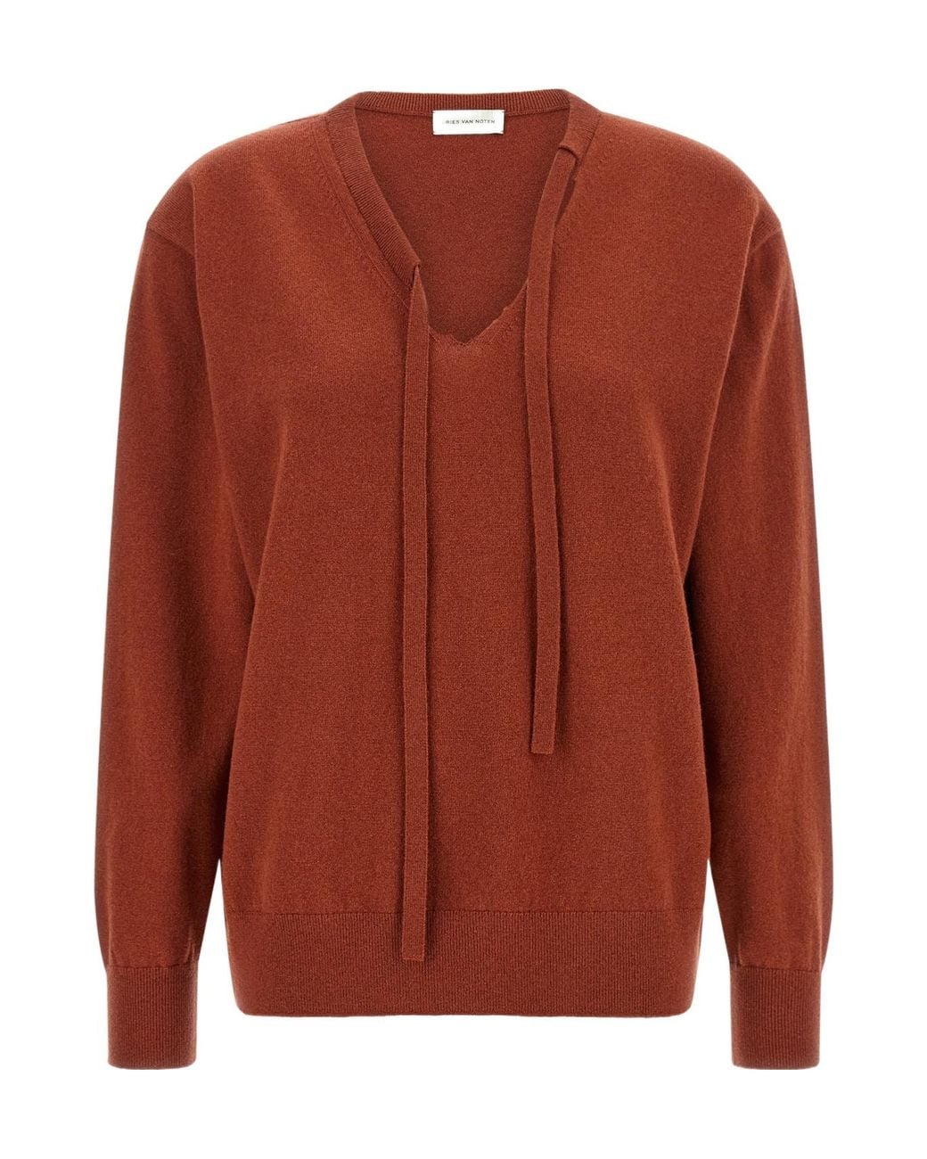 Dries Van Noten Brown Towie V-Neck Knitted Sweater