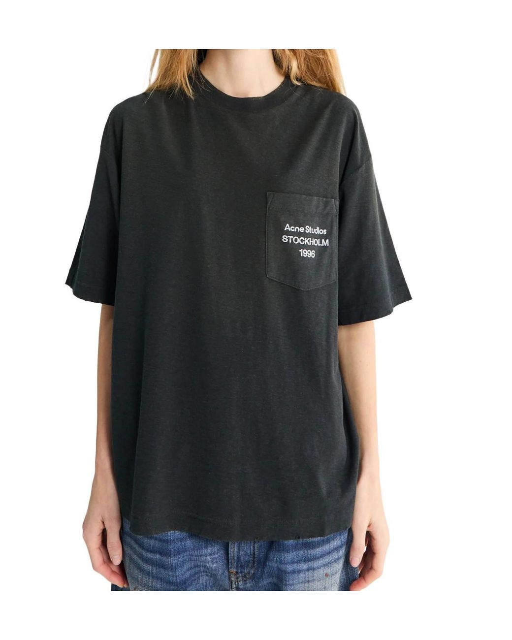 Acne Black Logo-Printed Crewneck T-Shirt for men