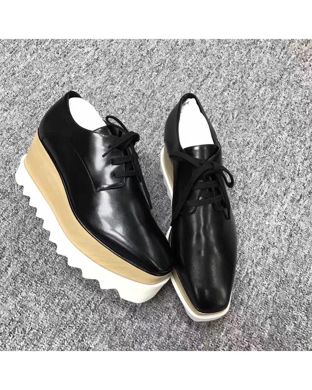 Stella McCartney Black Elyse Lace-Up Platform Shoes