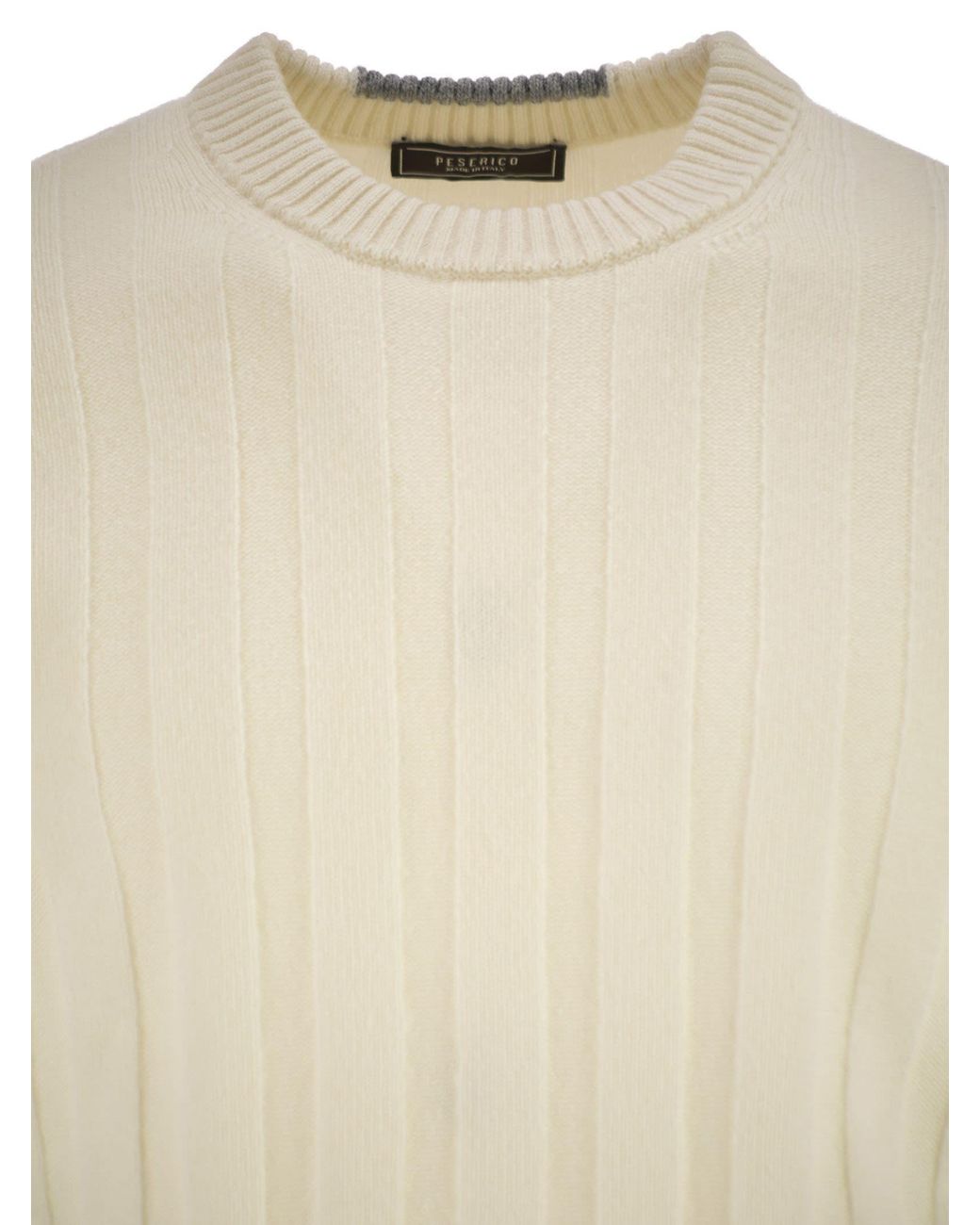 Peserico White Ribbed Knit Jumper for men