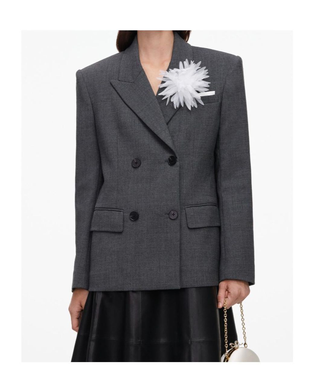 Self-Portrait Black Oversized Floral Double-Breasted Blazer