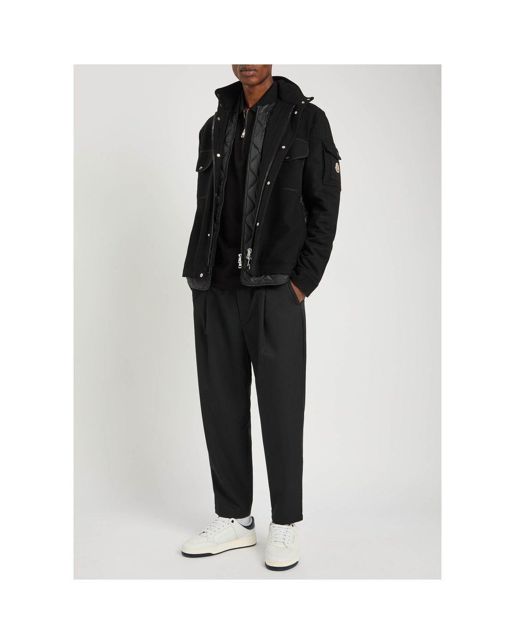 Moncler Black Simple Wool Jacket for men