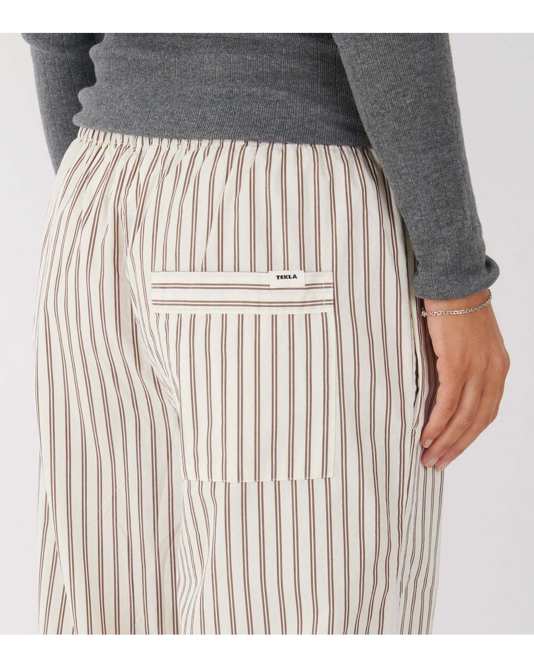 Tekla White Hopper Striped Pajama Pants for men