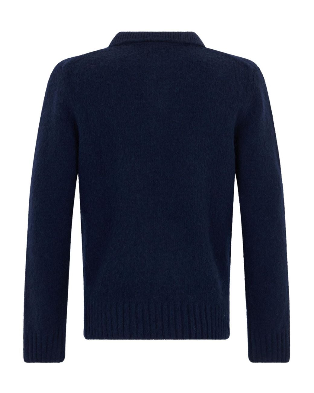 Aspesi Blue Long-Sleeved Polo Collar Sweater for men