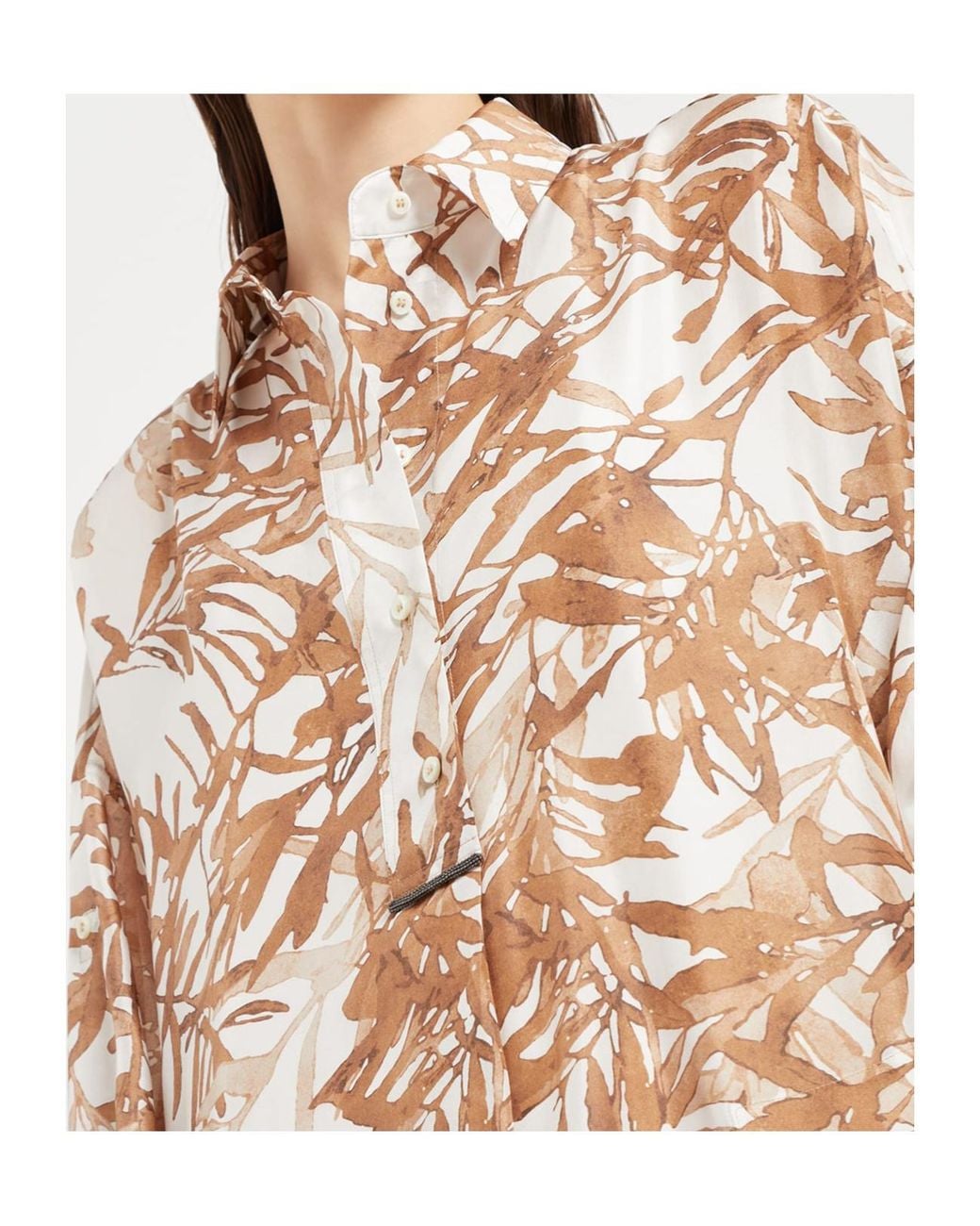 Brunello Cucinelli Natural Herbarium-Print Shirt Dress