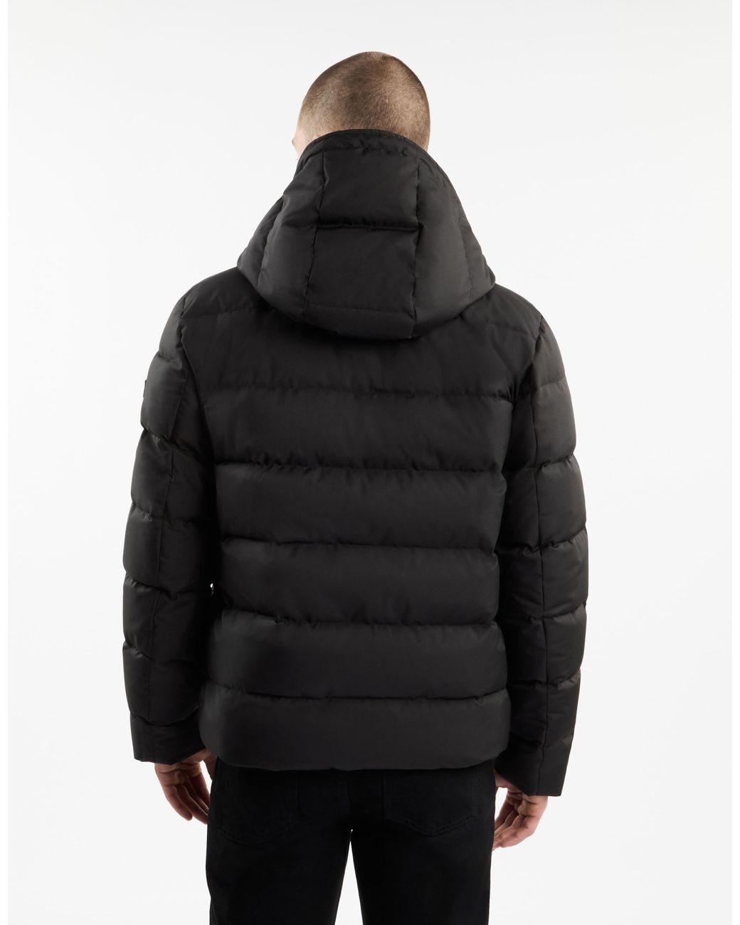 Fay Black Water Repellent Hooded Jacket for men