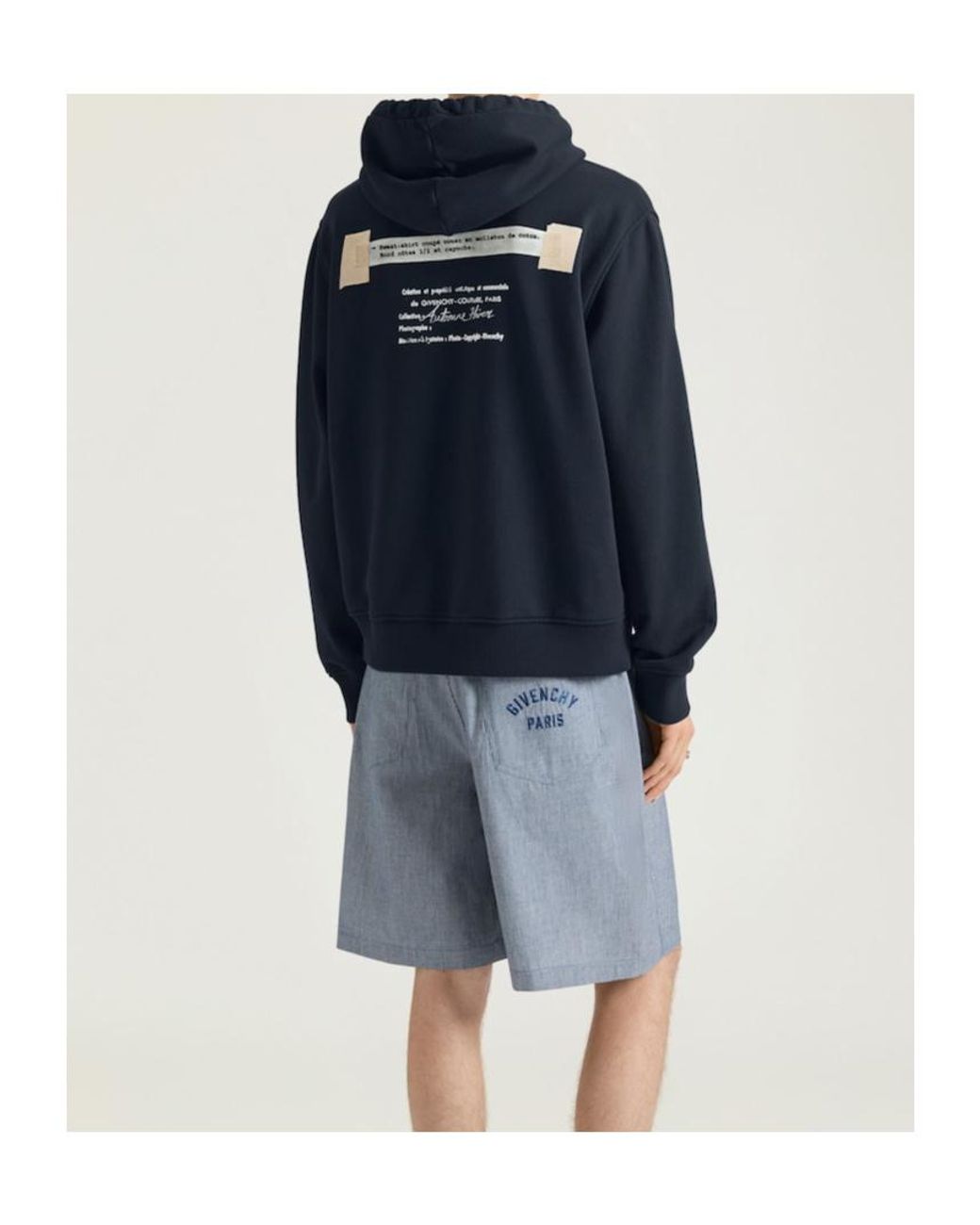 Givenchy Blue Logo Printed Drawstring Hoodie for men
