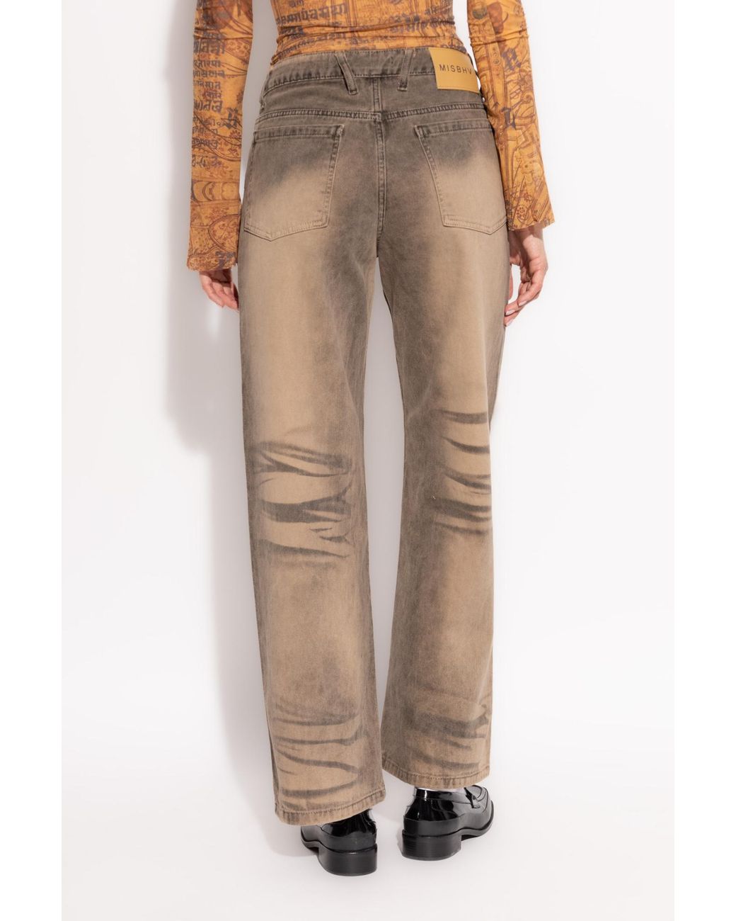 M I S B H V Gray Logo-Patch Jeans