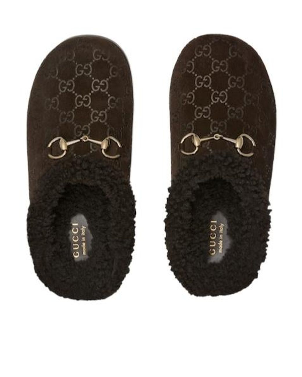Gucci Brown Monogrammed Slip-On Sandals