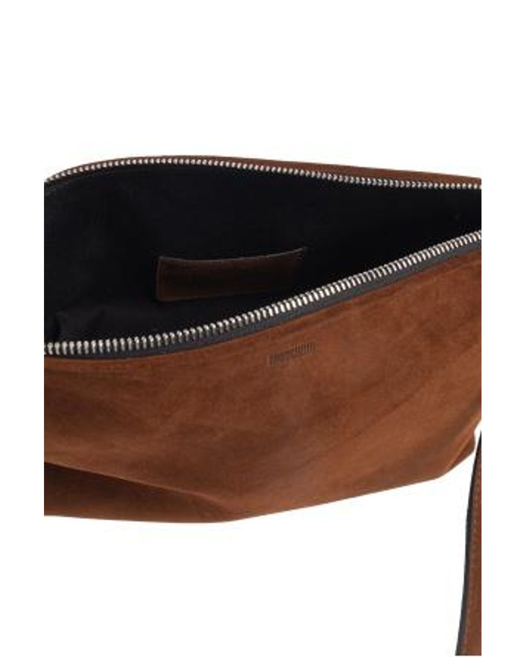 Moschino Brown Logo Embossed Zipped Shoulder Bag