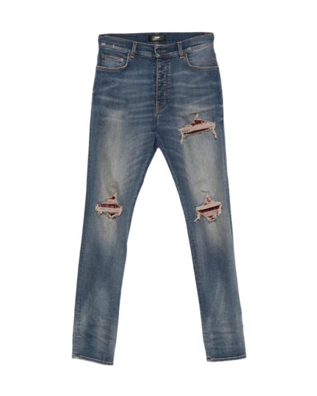 Amiri Blue Distressed Skinny Jeans for men