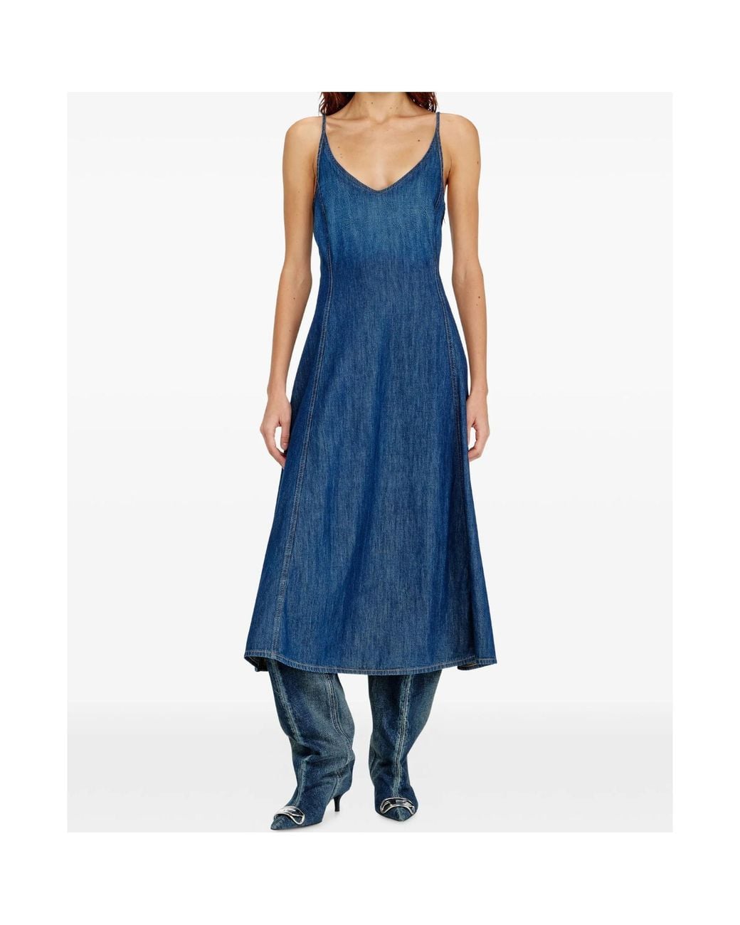 DIESEL Blue De-Beld-D Midi Dress