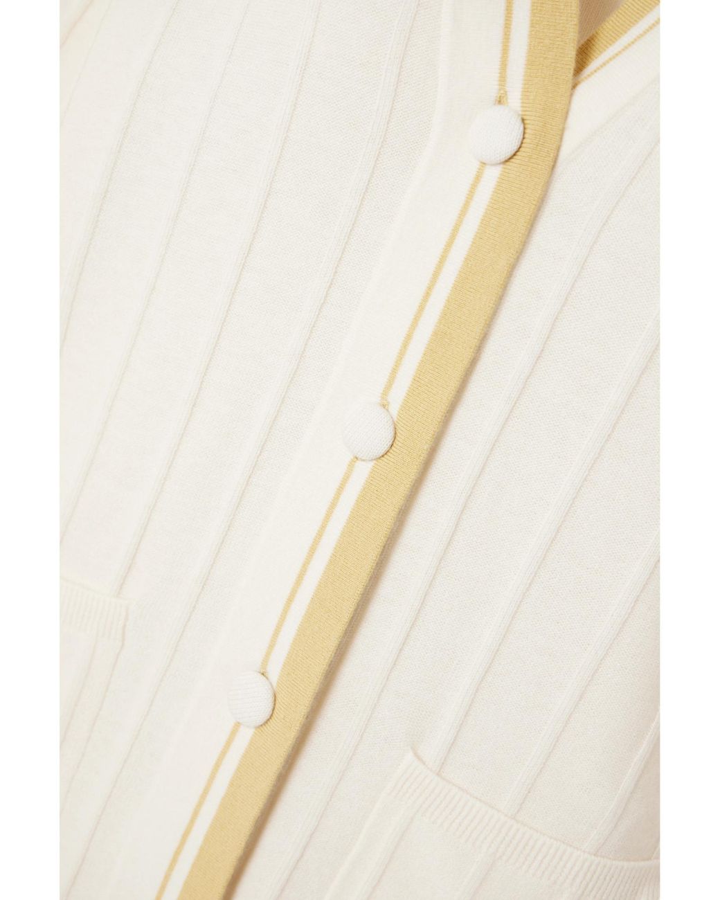 Eres White Striped Ribbed Wool And Cashmere-Blend Cardigan
