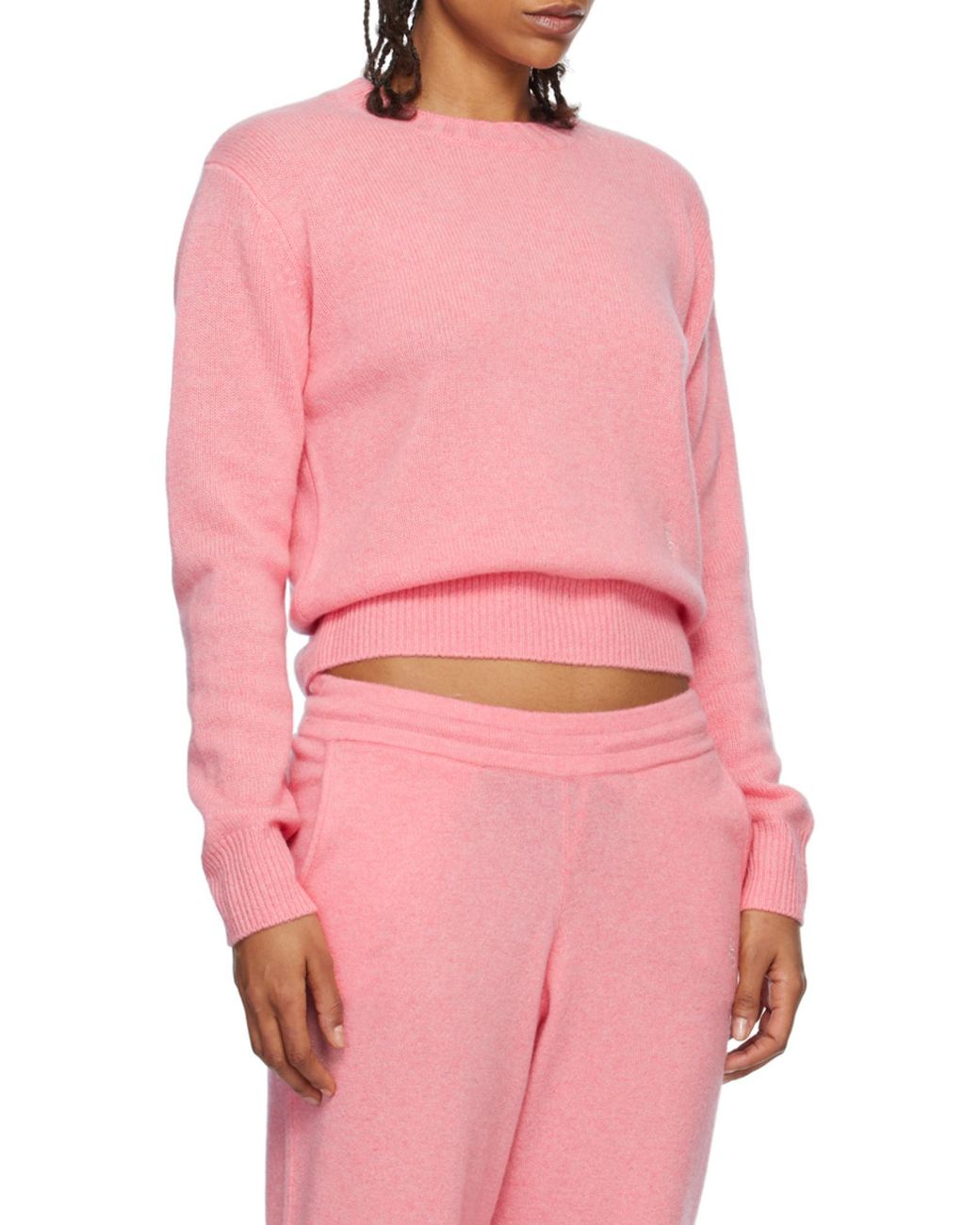Sporty & Rich Pink Logo-Embroidered Crewneck Jumper