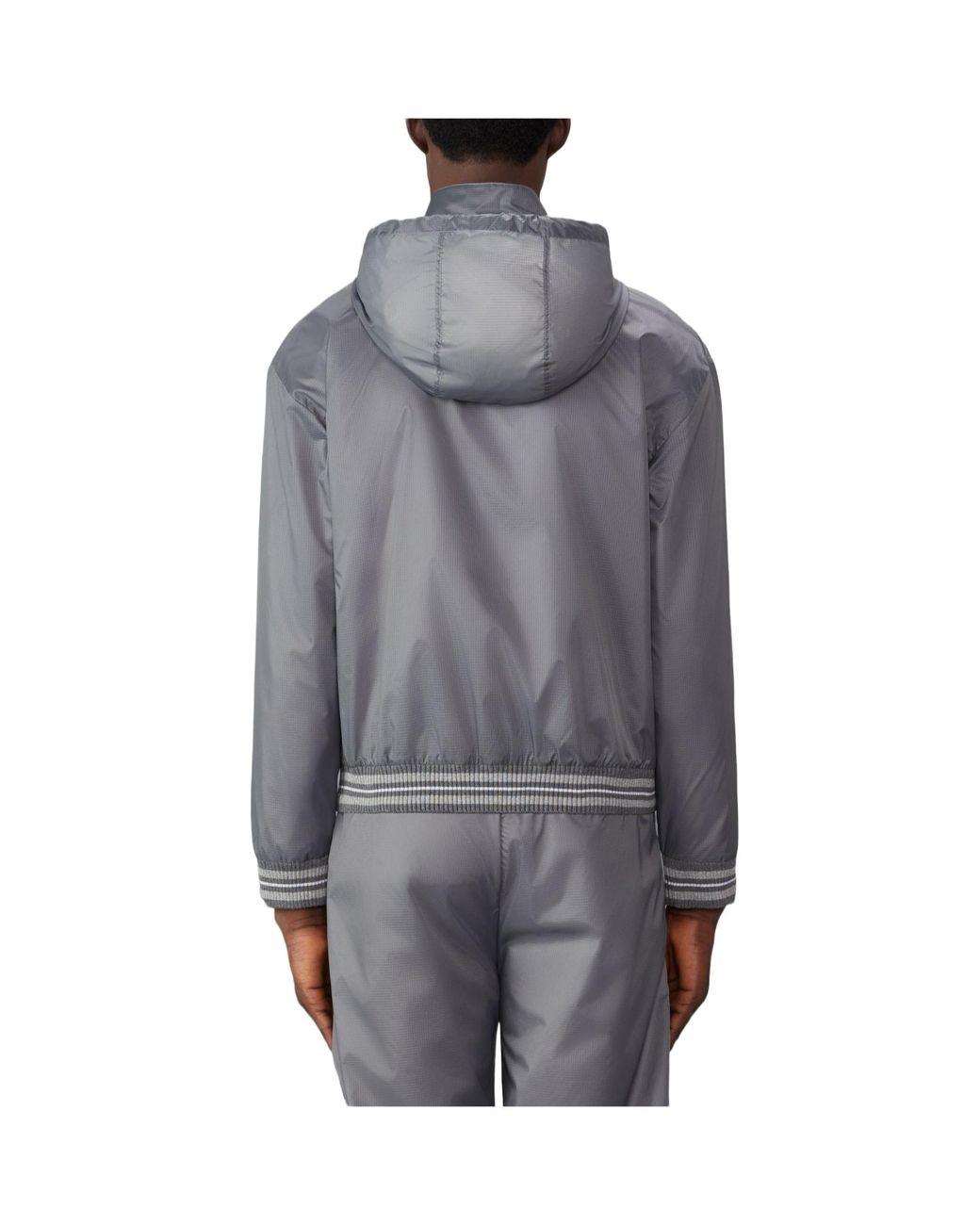 Thom Browne Gray Logo-Patch Ripstop Lightweight Jacket for men