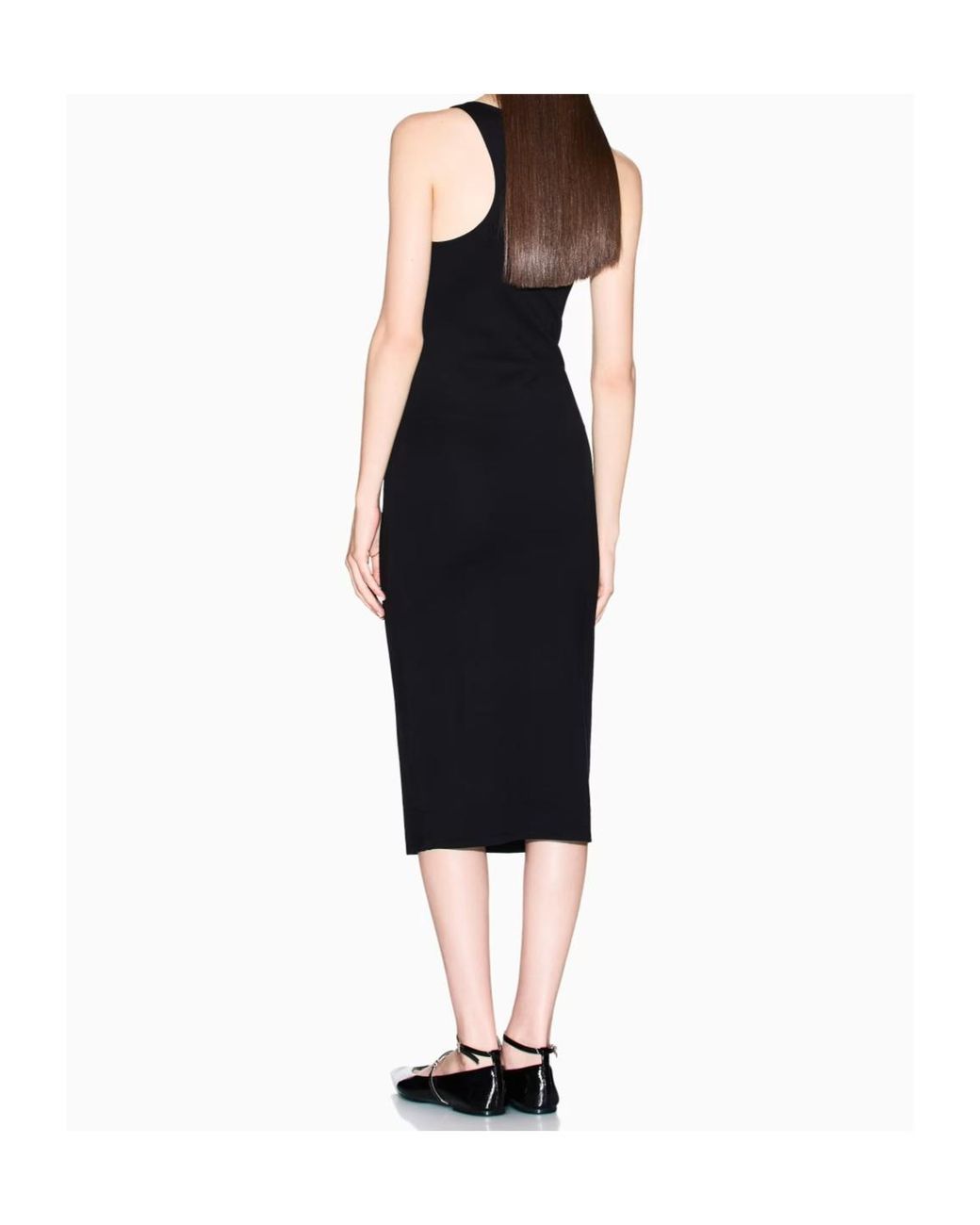 ARMANI EXCHANGE Black Ribbed Midi Dress