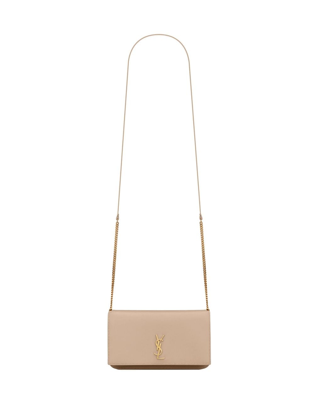 Saint Laurent White Monogram Smooth Leather Shoulder Strap Phone Pocket