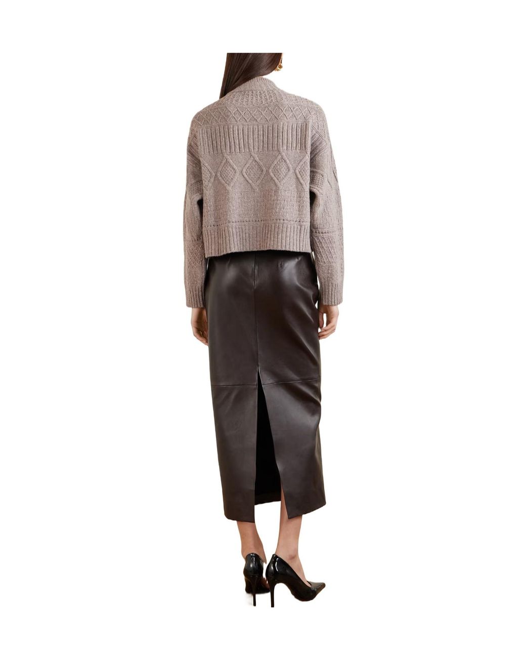 Altuzarra Brown Cropped Cable-Knit Wool-Blend Cardigan