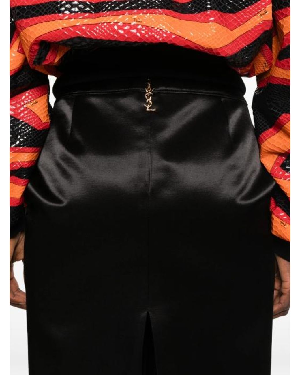 Saint Laurent Black Cassandre Pencil Skirt