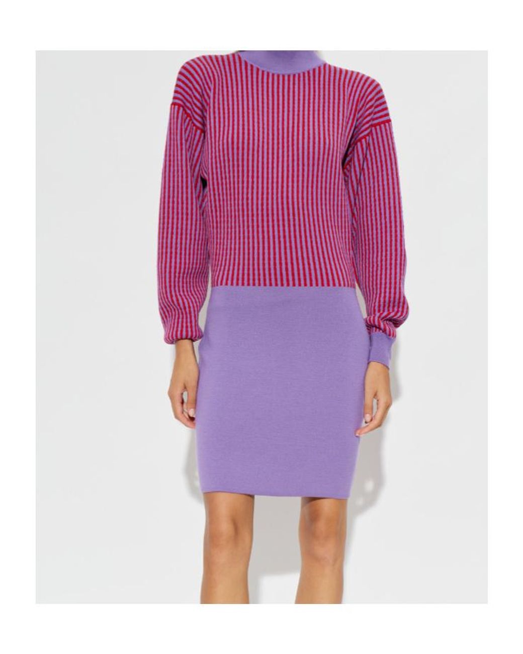Versace Purple Cable-Knit Mini Dress