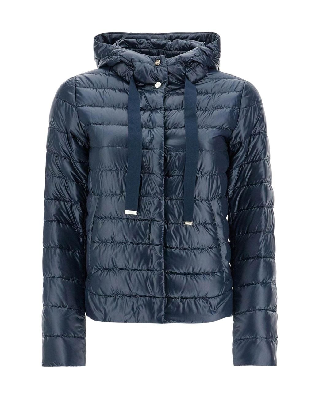 Herno Blue Quilted Hooded Drawstring Puffer Jacket