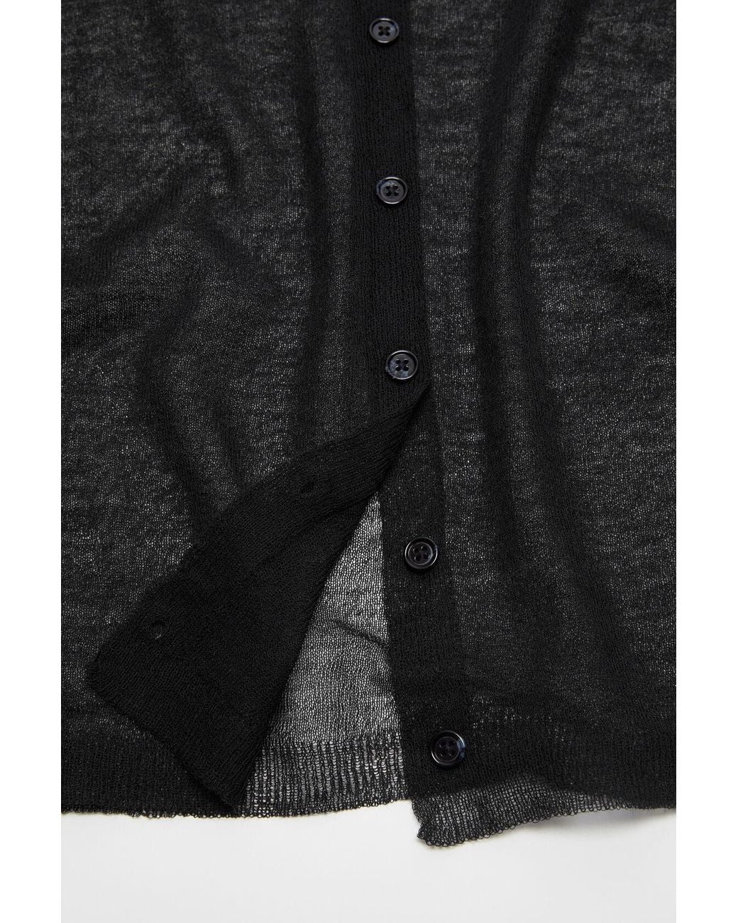 Acne Black Fine-Ribbed Sheer Cardigan