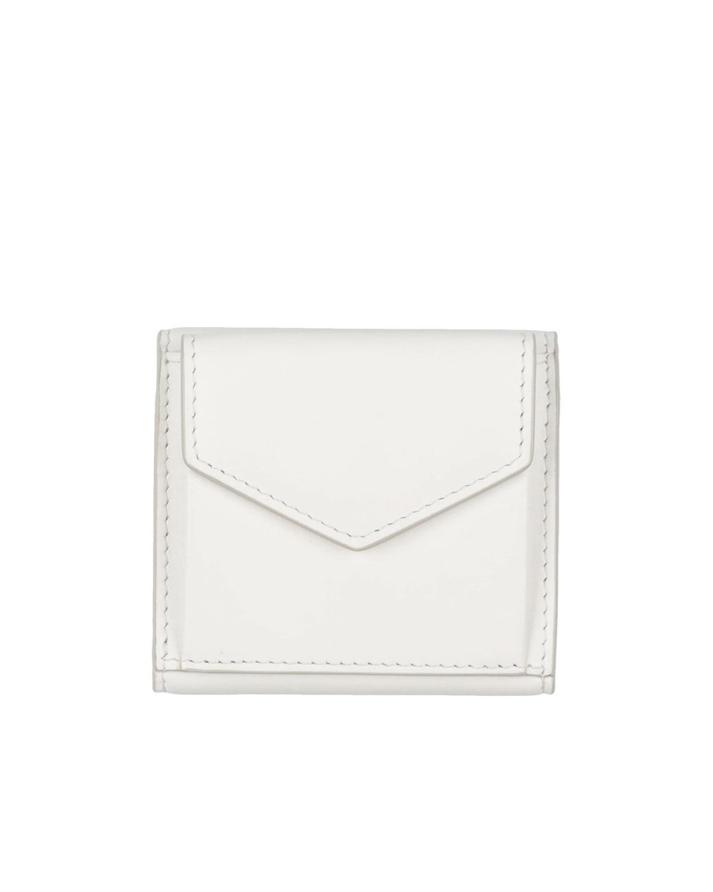 Maison Margiela White Solid-Color Genuine Leather Wallet