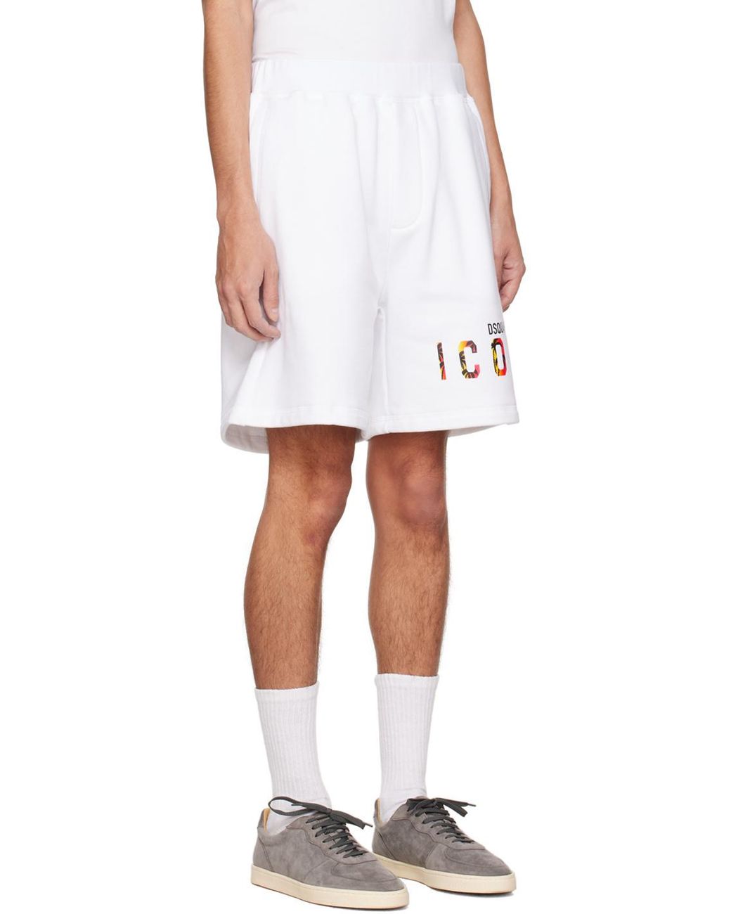 DSquared² White Logo Printed Shorts for men