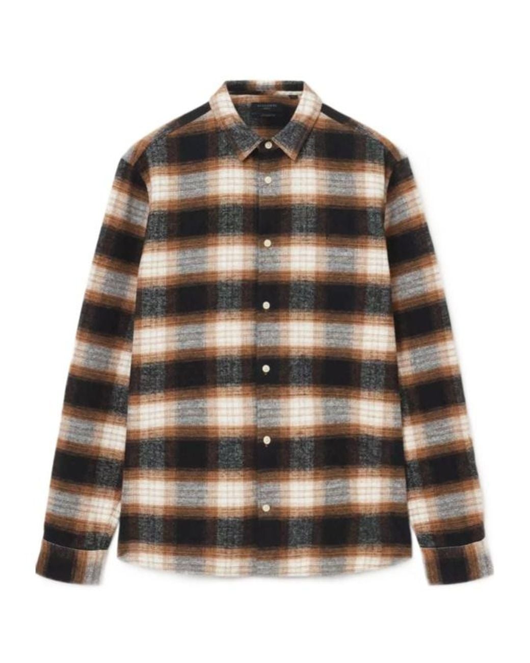 AllSaints Brown Mercy Plaid Shirt for men