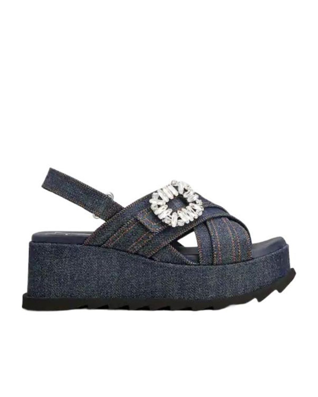 Roger Vivier Blue Denim Wedge Sandals