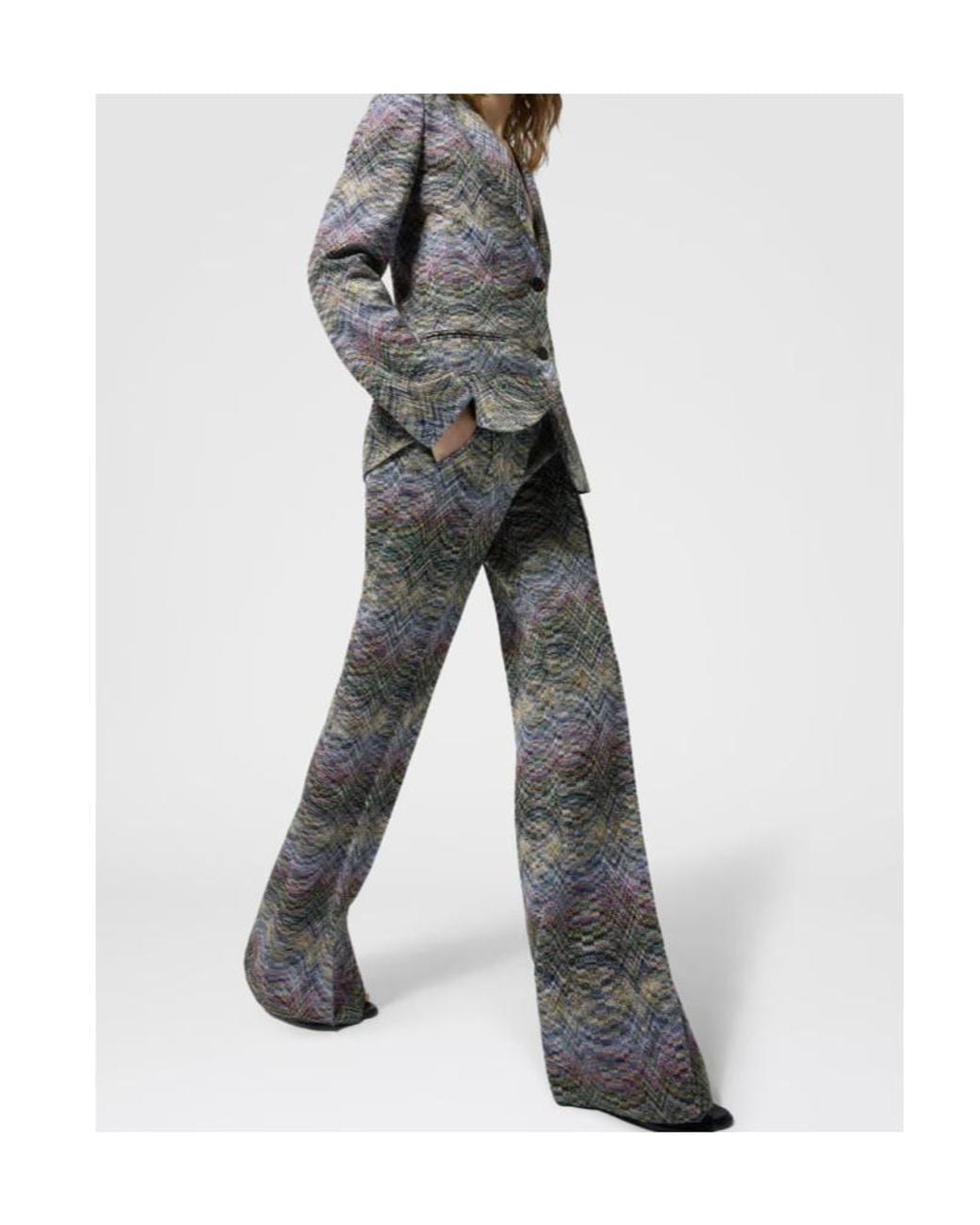 Missoni Gray Chevron Knitted Trousers