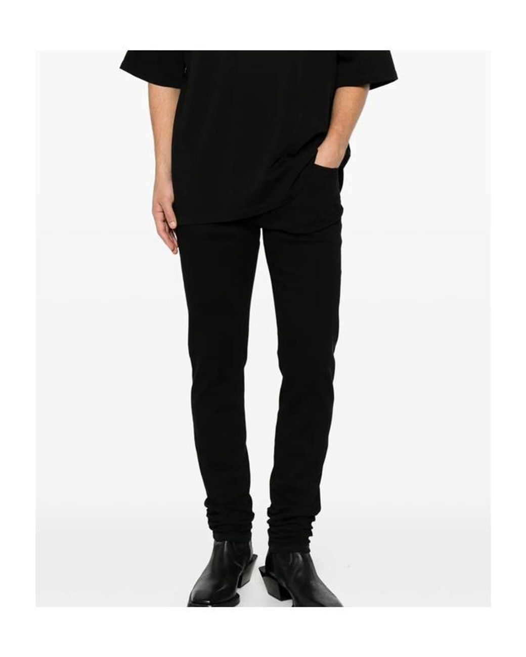 Amiri Black Stacked-Hem Slim Fit Jeans for men