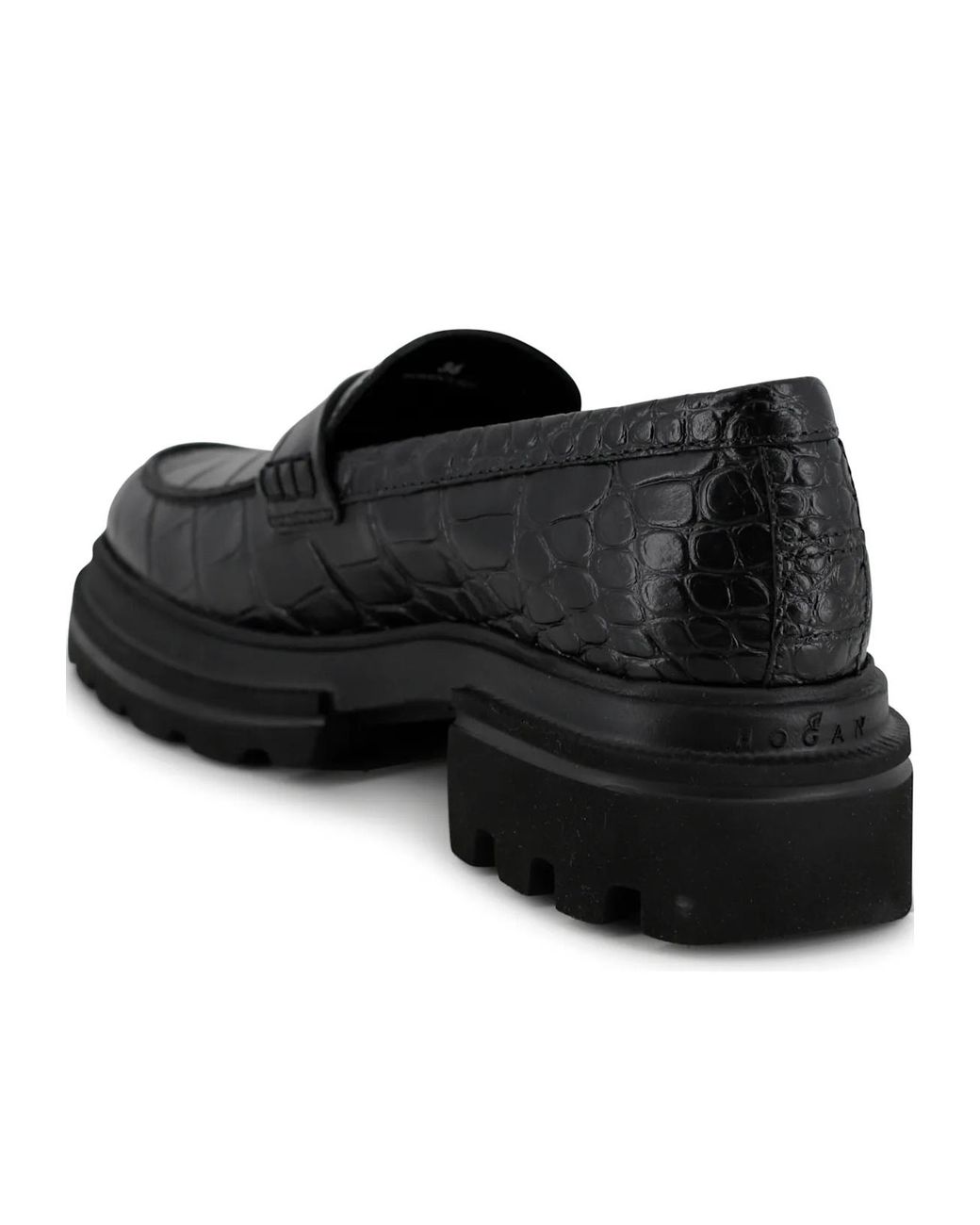 Hogan Black Embossed Chunky Loafers