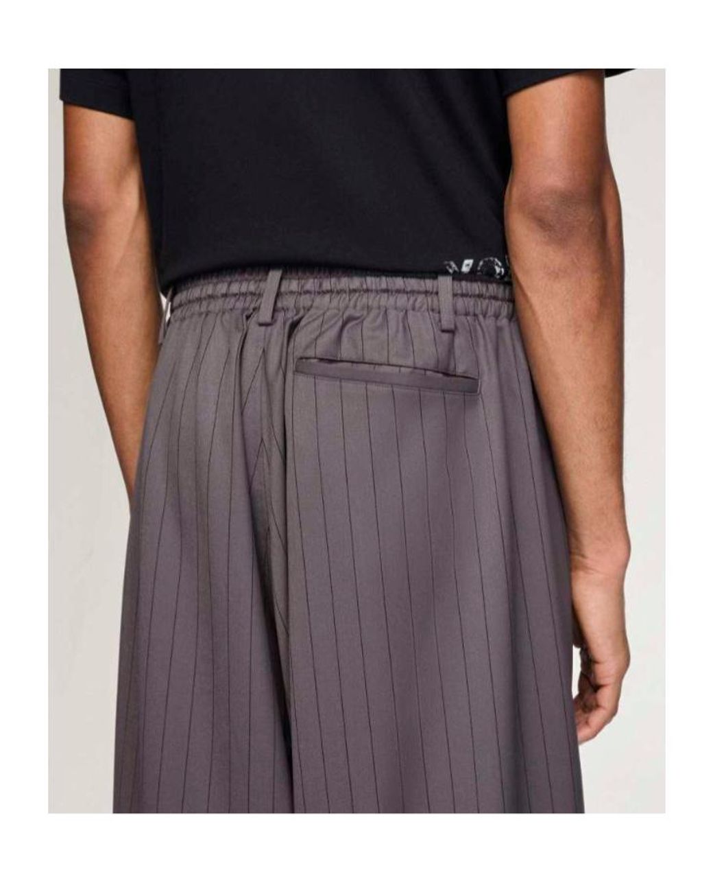 Y-3 Gray Pinstripe Drawstring Trousers for men