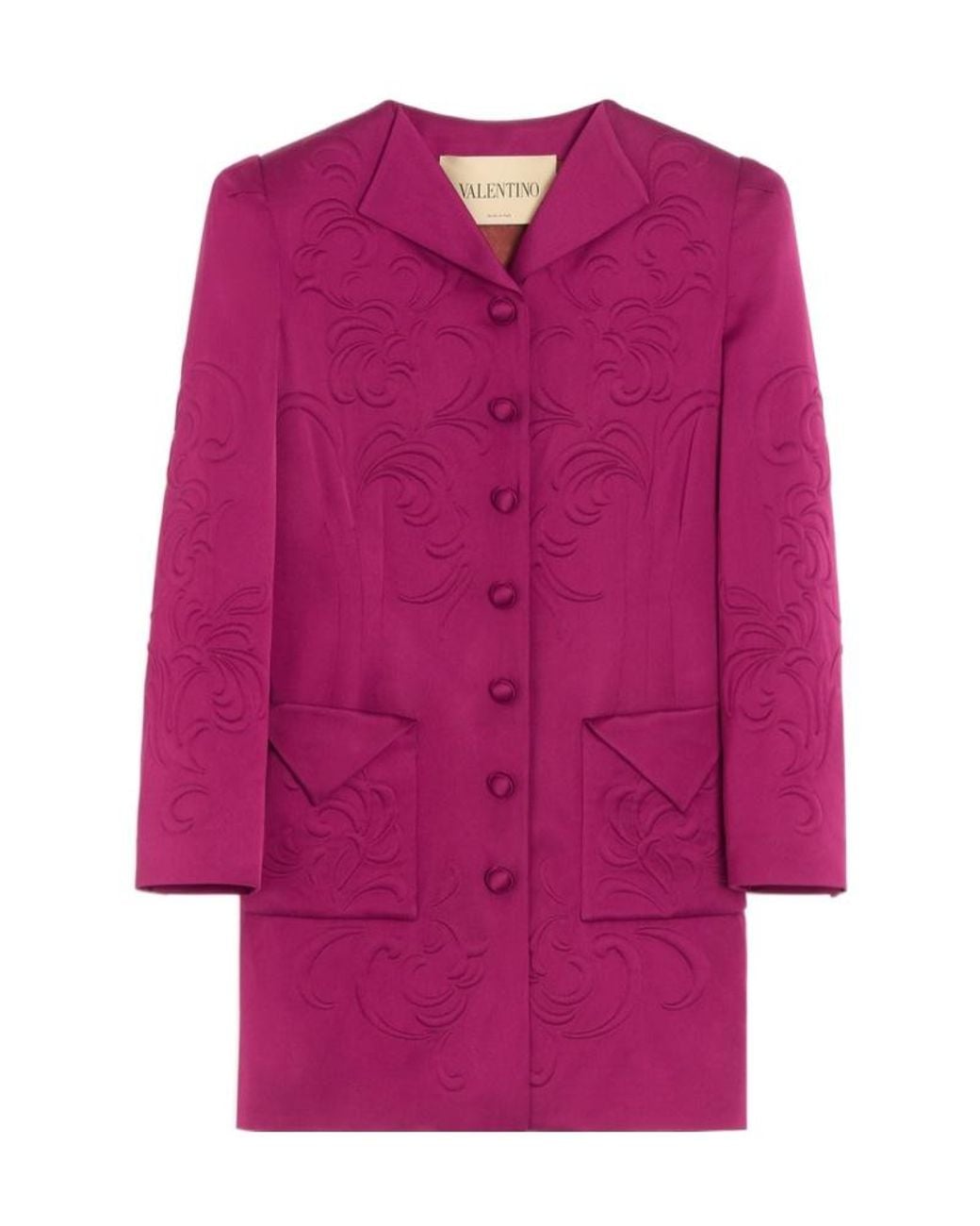 Valentino Pink Embroidered Satin Cady Caban Coat