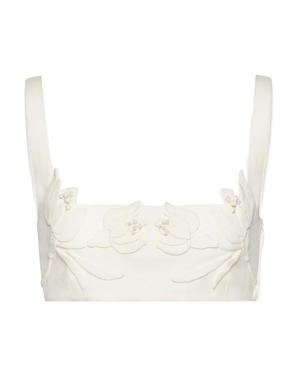 Valentino White Floral-Appliqué Crop Top