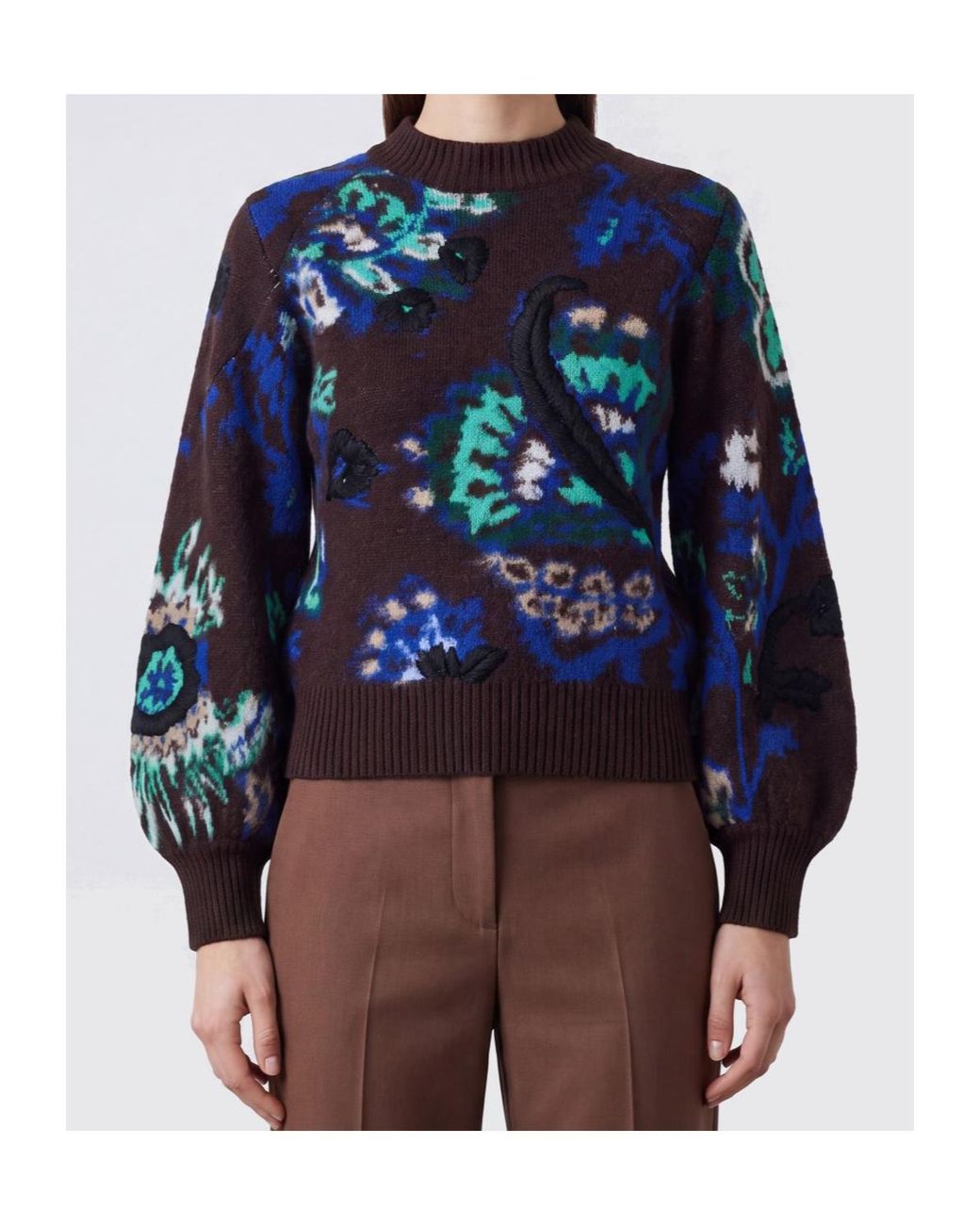 Sacai Blue Floral Intarsia Sweater