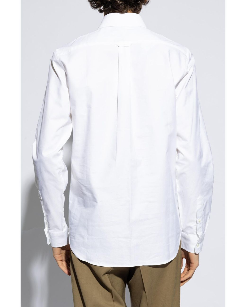 Maison Kitsuné White Maison Kitsuné Fox Head Embroidered Long-Sleeved Shirt for men