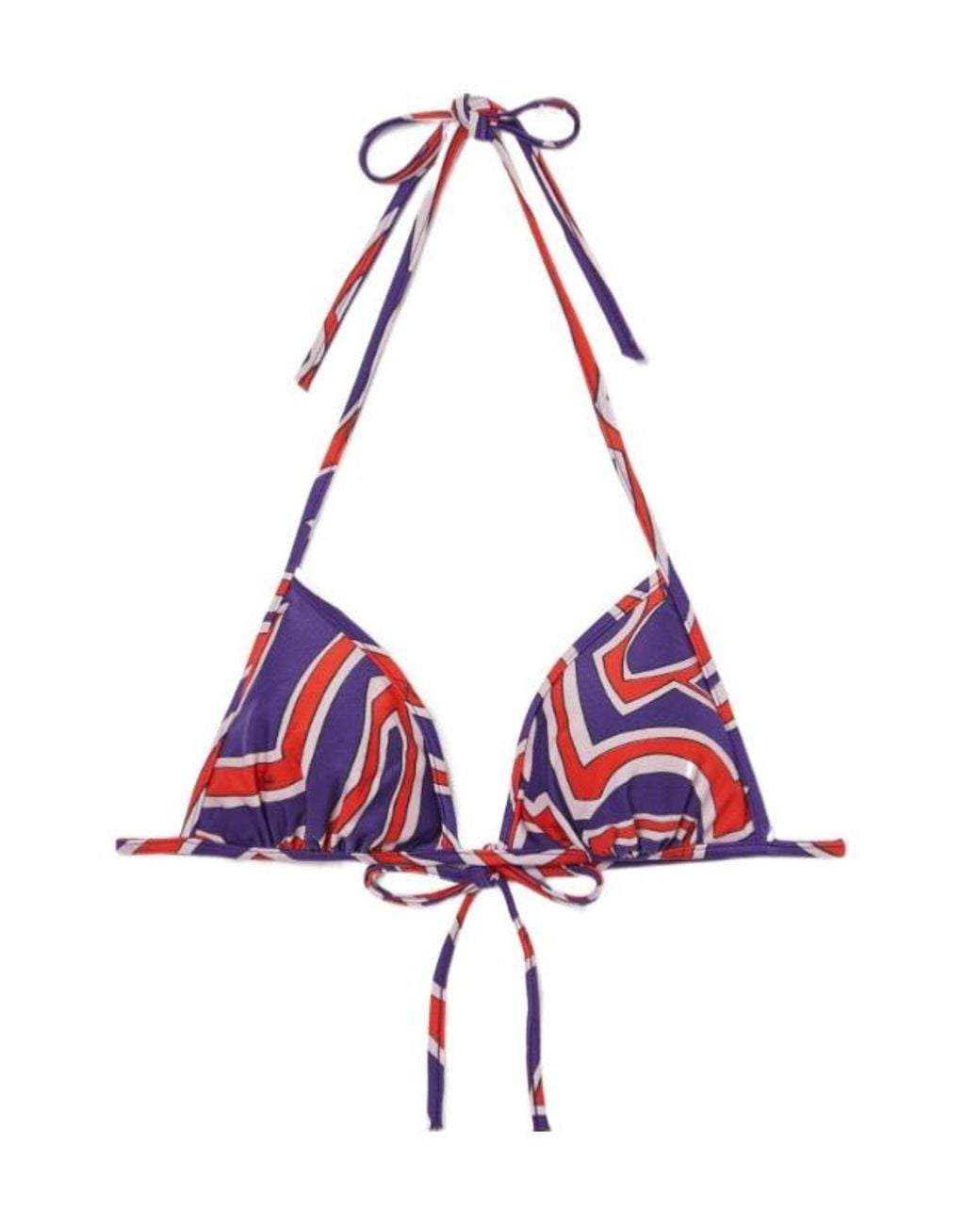 Emilio Pucci Red Pucci Labirinto Print Triangle Bikini Top