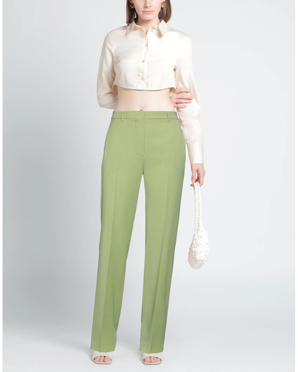 Max Mara Green Solid Color Casual Pants