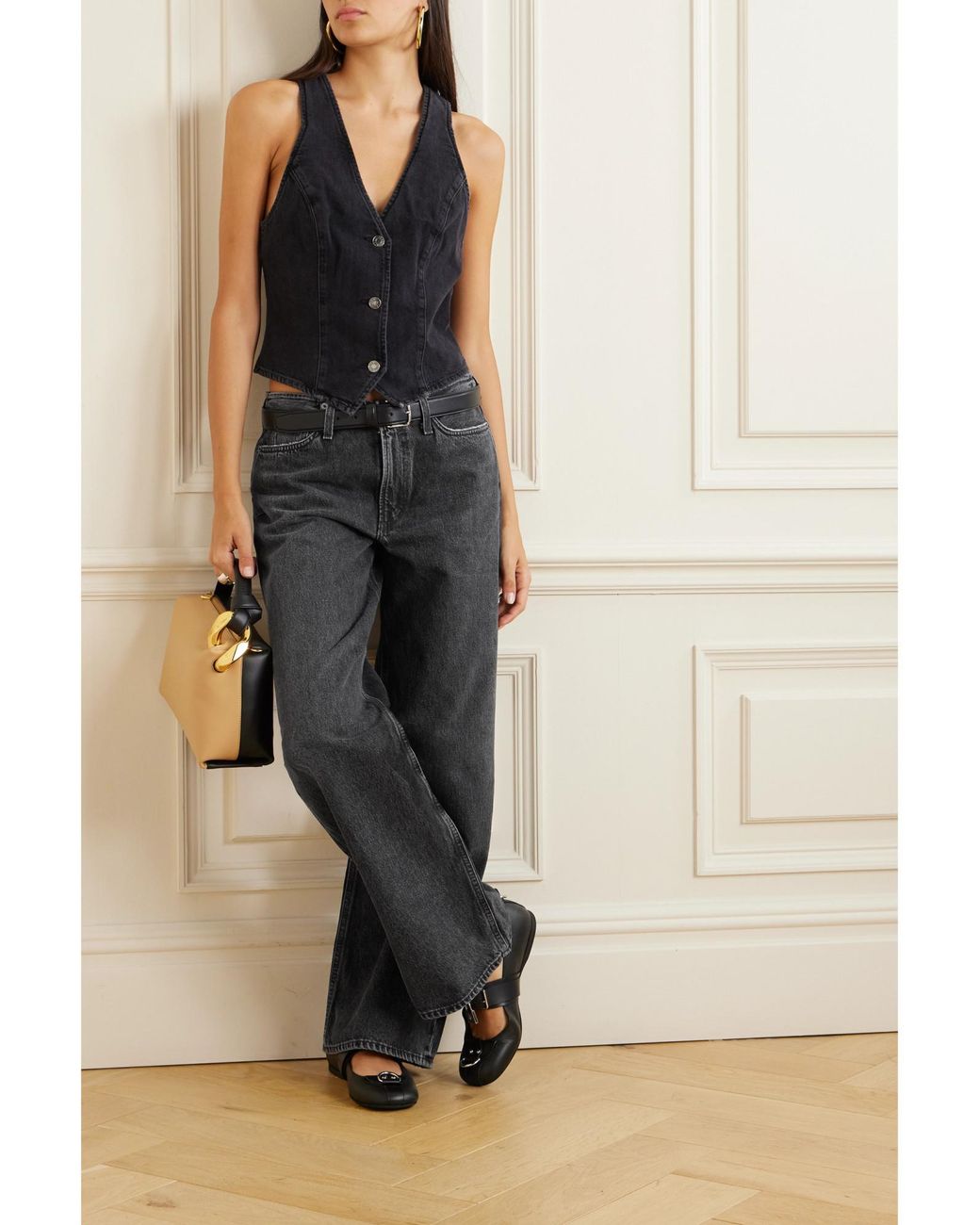 Agolde Gray Lex Organic Low-Rise Wide-Leg Jeans