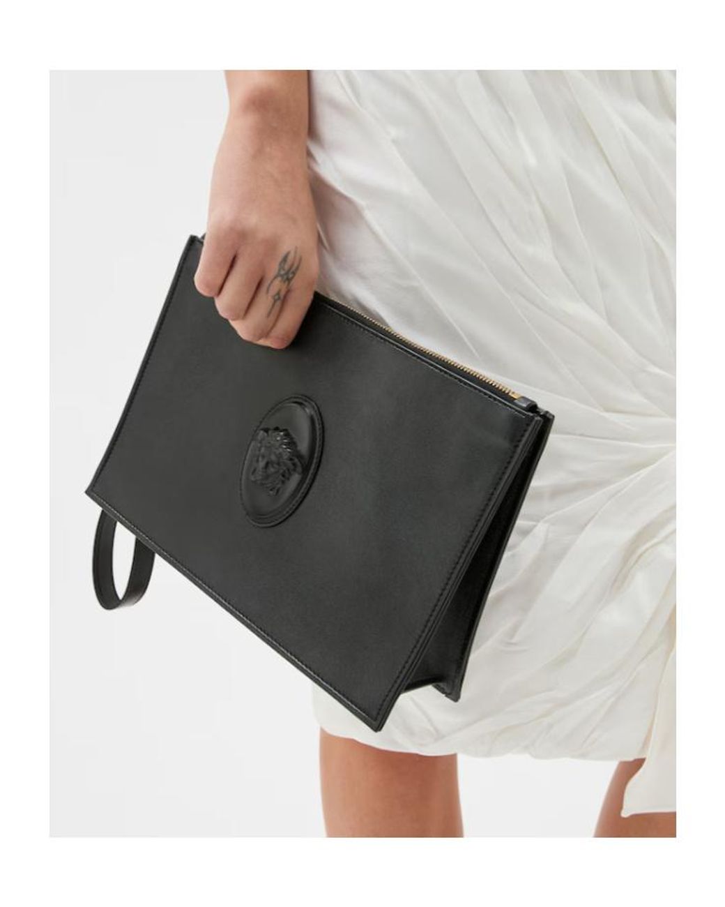 Versace Black Lou Zipped Pouch for men